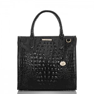 Women's Brahmin Caroline Satchel Bags Black | RMRQ9530