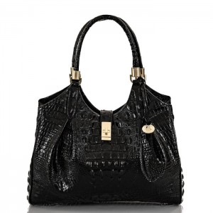 Women's Brahmin Celia Satchel Bags Black | JNAQ3095