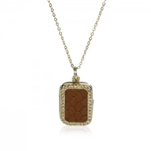 Women's Brahmin Crystal Locket Necklace Jewelry Brown | JIJF7888