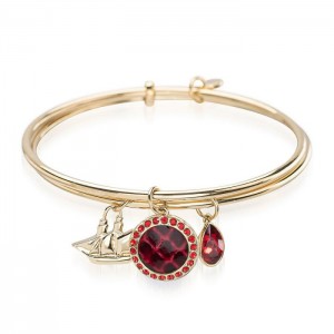 Women's Brahmin Double Crystal Charm Bangle Jewelry Rose | LNHK4984