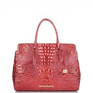 Women's Brahmin Finley Carryall Satchel Bags Red | JSNX9285