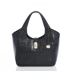 Women's Brahmin Small Carla Satchel Bags Black | HPVY4304