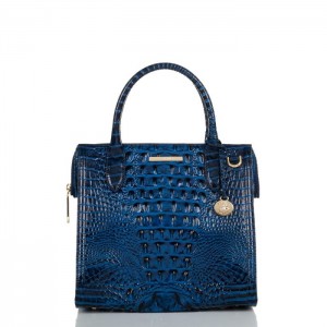 Women's Brahmin Small Caroline Satchel Bags Blue | NKAA7537