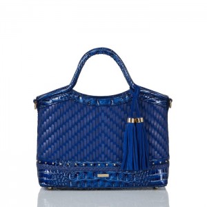 Women's Brahmin Small Elaine Satchel Bags Blue | MNAD5750