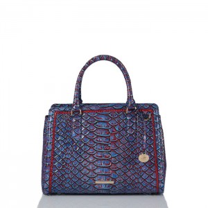 Women's Brahmin Small Finley Satchel Bags Blue | AIFH0461