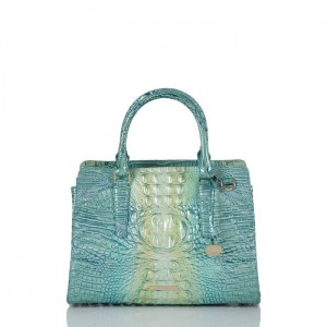 Women's Brahmin Small Finley Satchel Bags Seafoam Ombre Melbourne | IZRX5055