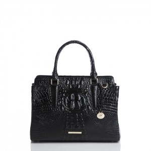 Women's Brahmin Small Finley Satchel Bags Black | YUSG4371