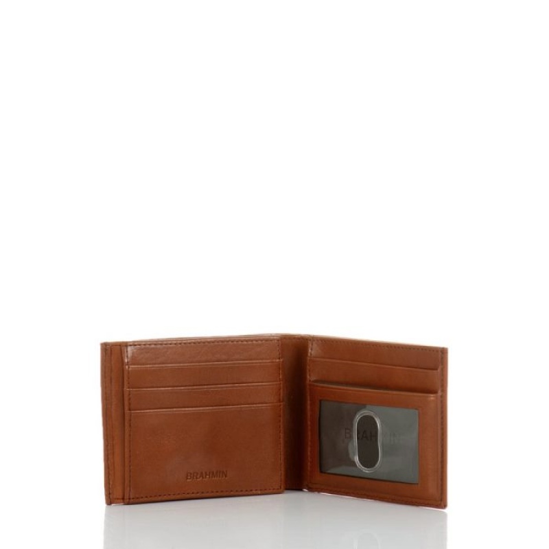 Men's Brahmin Bifold Wallets Whiskey Topsail | ITKU3549