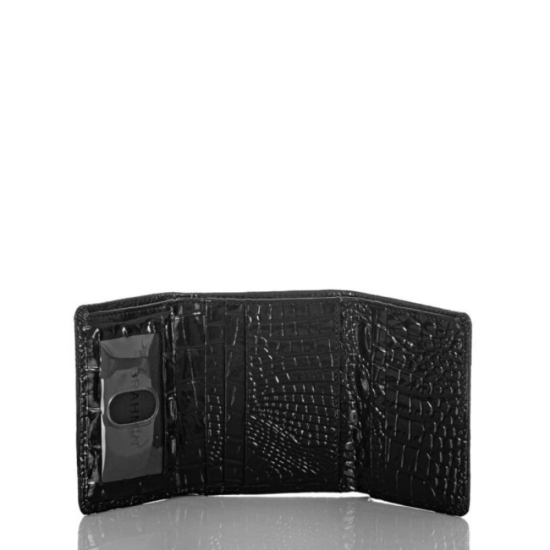 Men's Brahmin Slim Trifold Wallets Black | EQCX4597