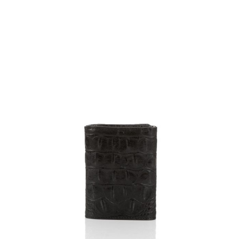 Men's Brahmin Slim Trifold Wallets Black | MHON0271