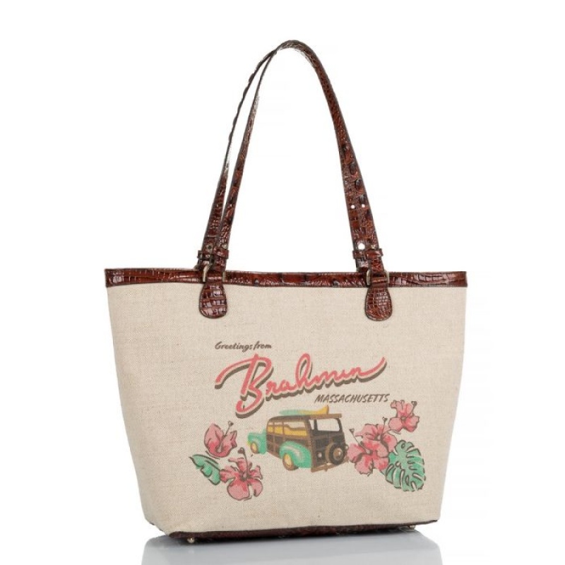 Women's Brahmin Brooke Tote Bags Pecan Pipa | UBHM8403