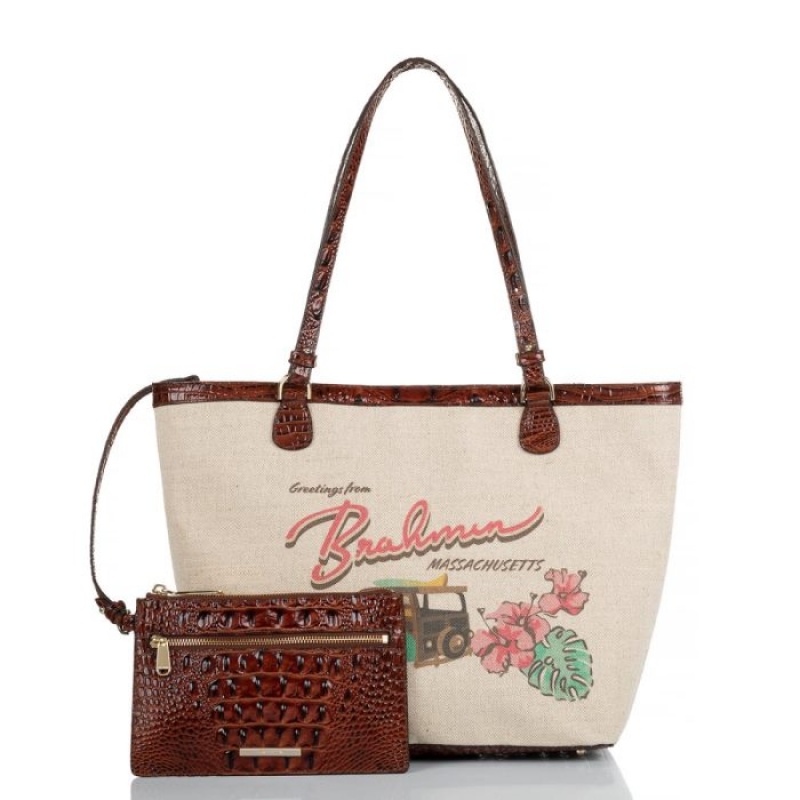 Women's Brahmin Brooke Tote Bags Pecan Pipa | UBHM8403