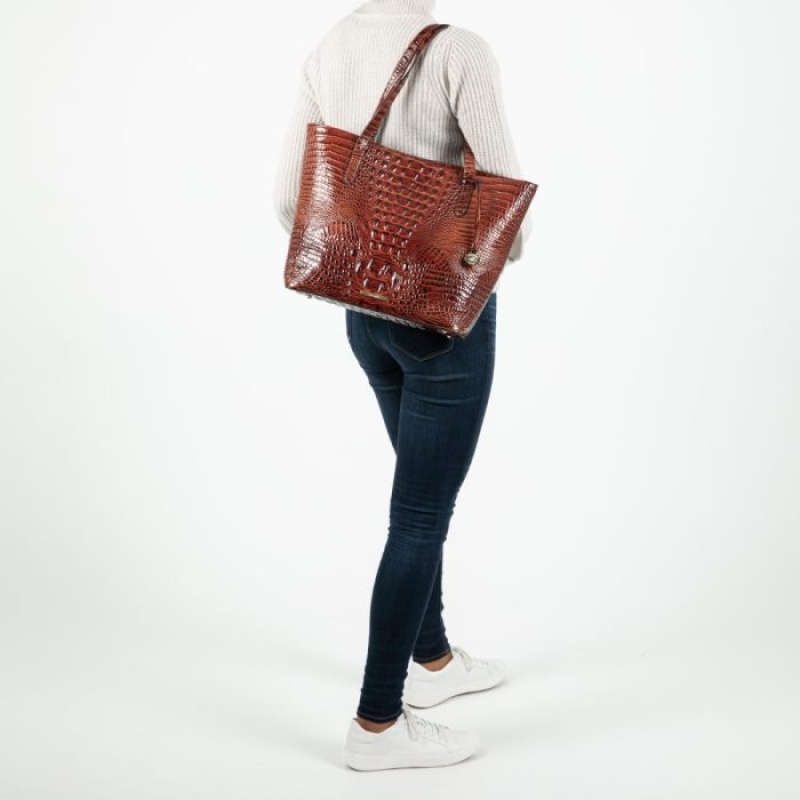 Women's Brahmin Brooke Tote Bags Pecan Pipa | UBHM8403