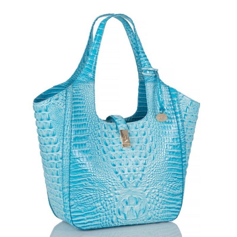 Women's Brahmin Carla Tote Bags Blue | KQEL8432