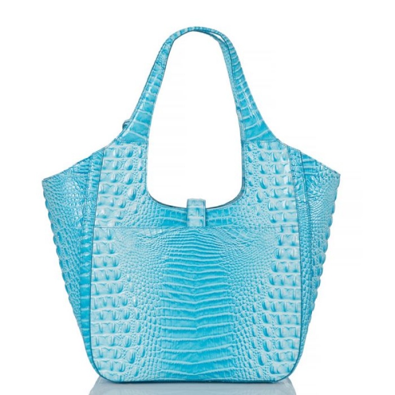 Women's Brahmin Carla Tote Bags Blue | KQEL8432