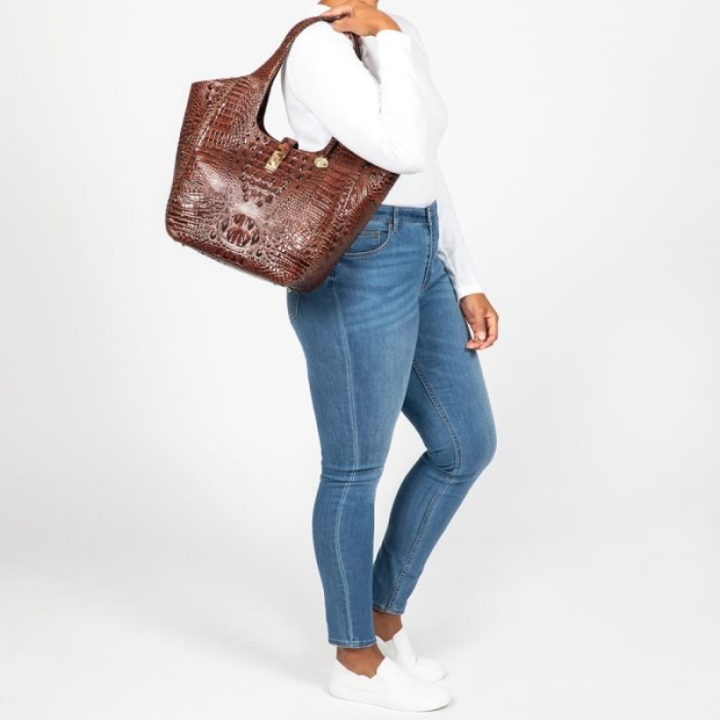 Women's Brahmin Carla Tote Bags Blue | KQEL8432