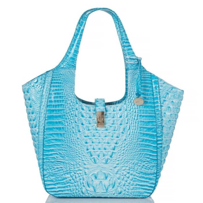 Women\'s Brahmin Carla Tote Bags Blue | KQEL8432