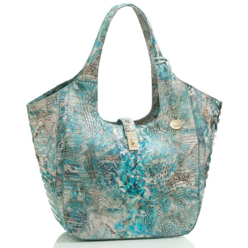 Women's Brahmin Carla Tote Bags Blue | QNBQ6286