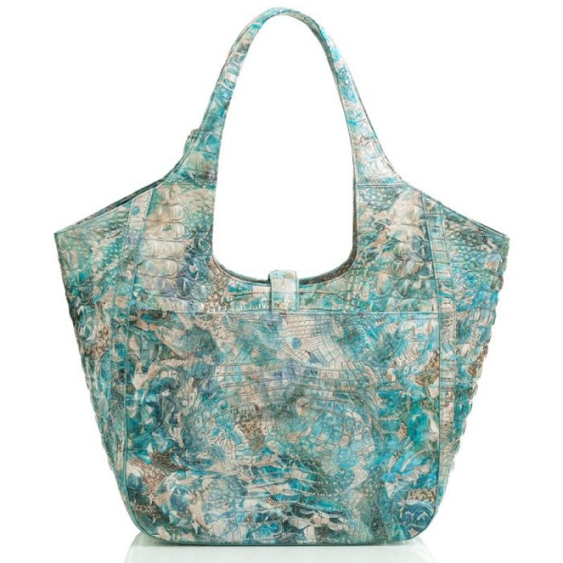 Women's Brahmin Carla Tote Bags Blue | QNBQ6286