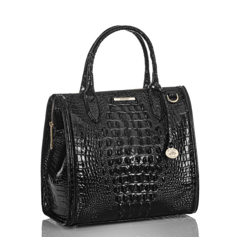 Women's Brahmin Caroline Satchel Bags Black | RMRQ9530