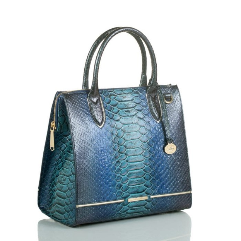 Women's Brahmin Caroline Satchel Bags Blue | MGWG4203