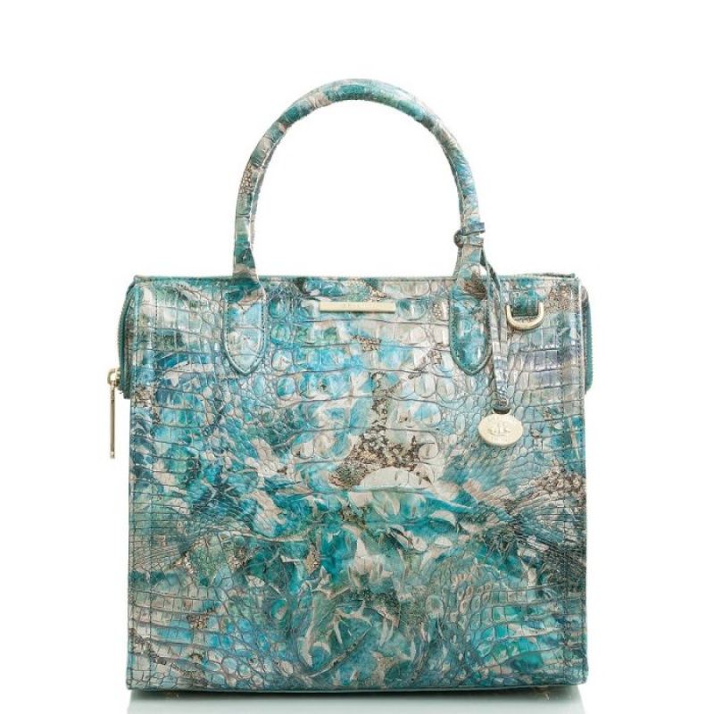 Women\'s Brahmin Caroline Satchel Bags Blue | PYZQ8418