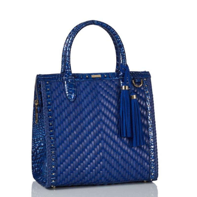 Women's Brahmin Caroline Satchel Bags Blue | JVPU5032