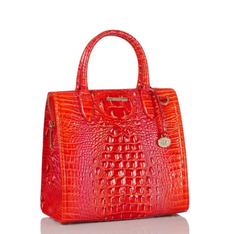 Women's Brahmin Caroline Satchel Bags Flame Melbourne | TEAH2028