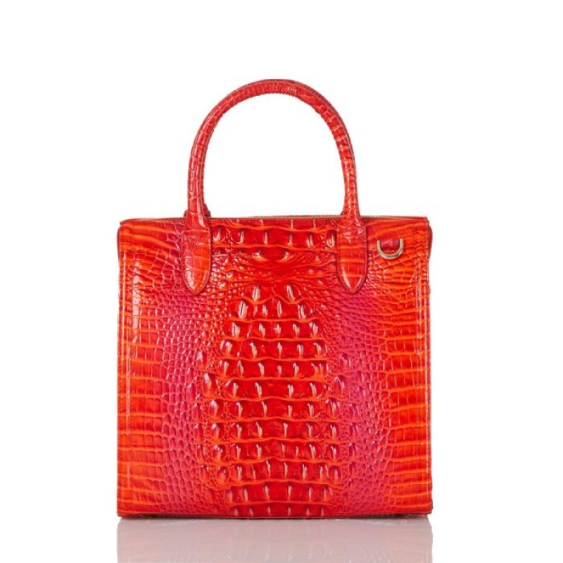 Women's Brahmin Caroline Satchel Bags Flame Melbourne | TEAH2028