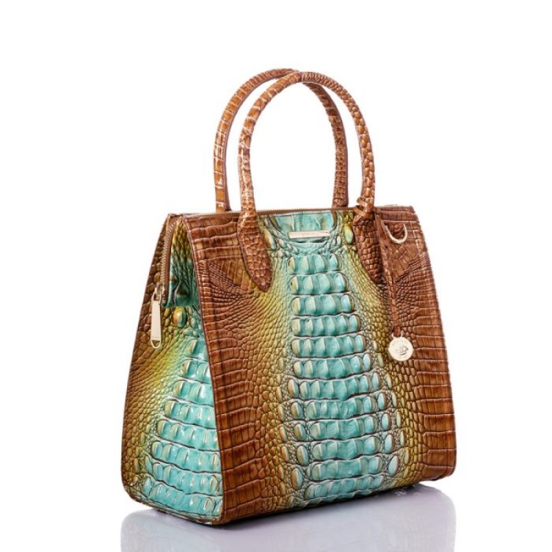 Women's Brahmin Caroline Satchel Bags Green | YPLL9616