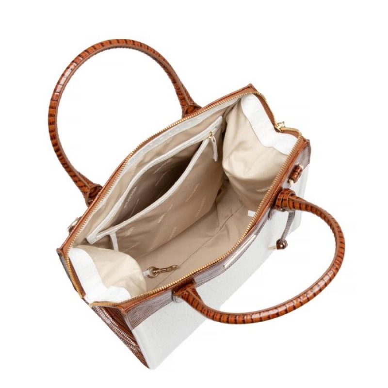 Women's Brahmin Caroline Satchel Bags Milk Sanibel | EOPZ3187