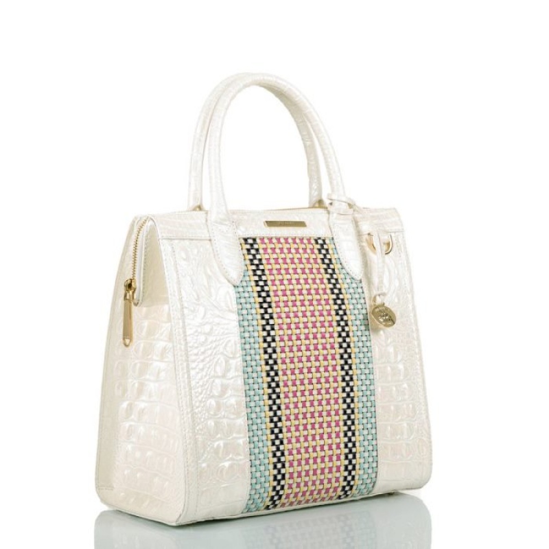 Women's Brahmin Caroline Satchel Bags Milk Belmar | SEBM9983