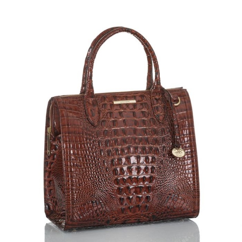 Women's Brahmin Caroline Satchel Bags Pecan Melbourne | FLPF6662