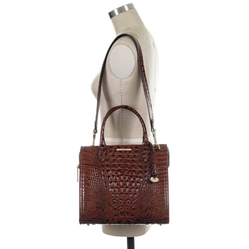 Women's Brahmin Caroline Satchel Bags Pecan Melbourne | FLPF6662