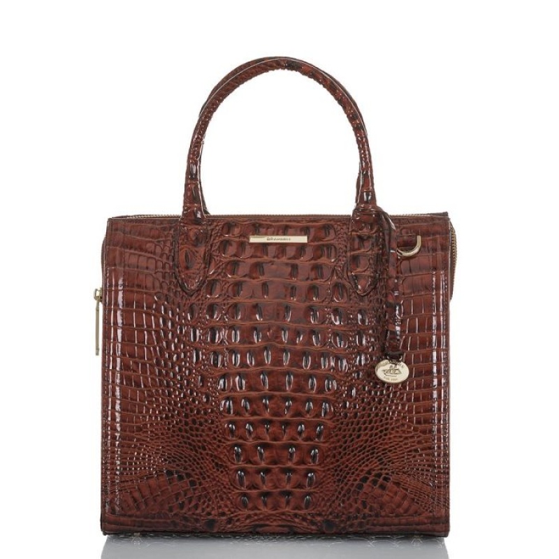 Women\'s Brahmin Caroline Satchel Bags Pecan Melbourne | FLPF6662