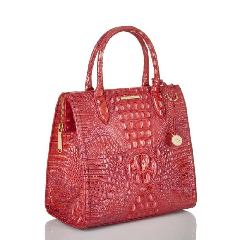 Women's Brahmin Caroline Satchel Bags Red | ZWDL9124