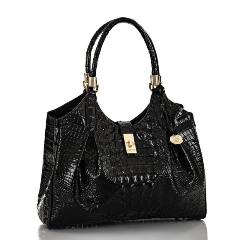 Women's Brahmin Celia Satchel Bags Black | JNAQ3095