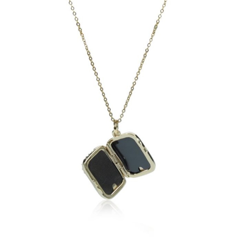 Women's Brahmin Crystal Locket Necklace Jewelry Black | GTFU6421