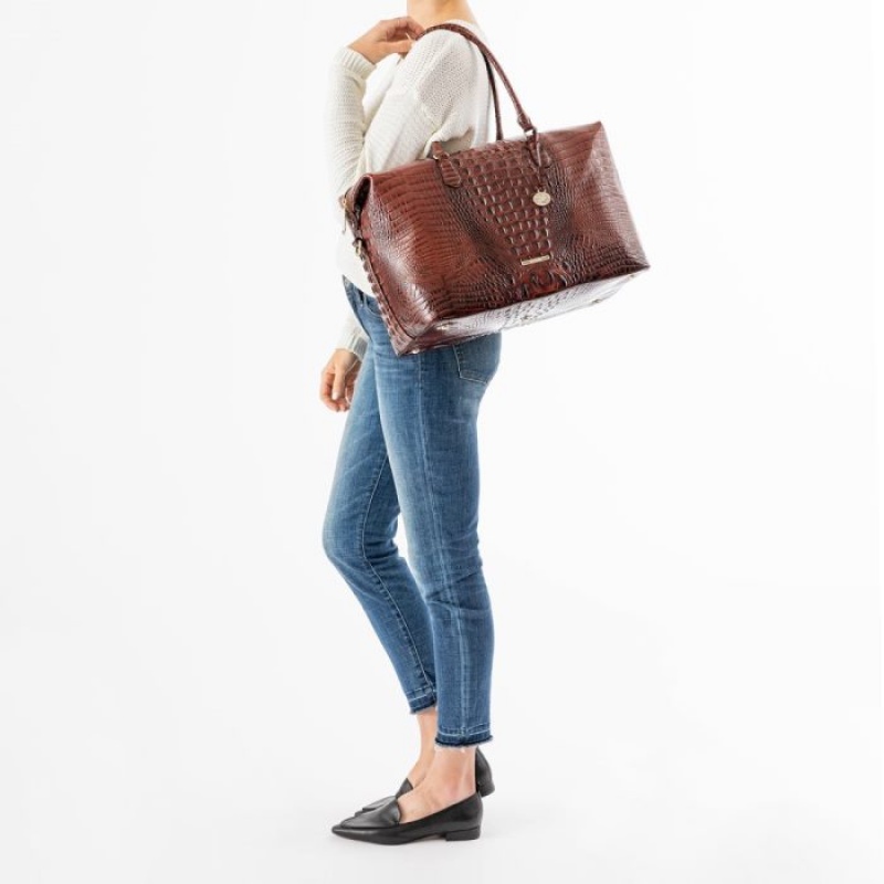 Women's Brahmin Duxbury Carryall Travel Bags Pecan Melbourne | KAME0671