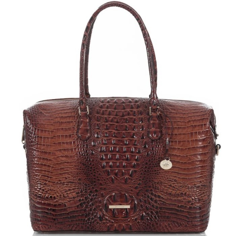 Women\'s Brahmin Duxbury Carryall Travel Bags Pecan Melbourne | KAME0671