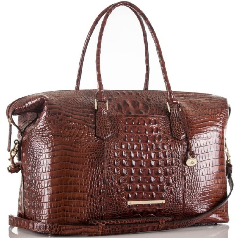 Women's Brahmin Duxbury Weekender Travel Bags Pecan Melbourne | QPRD5325