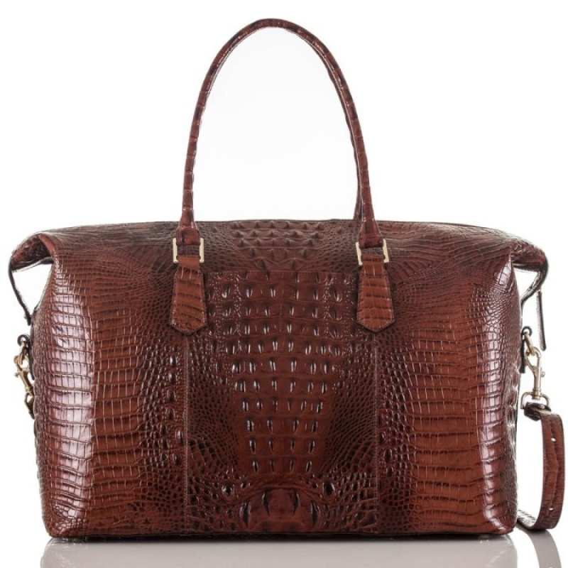 Women's Brahmin Duxbury Weekender Travel Bags Pecan Melbourne | QPRD5325