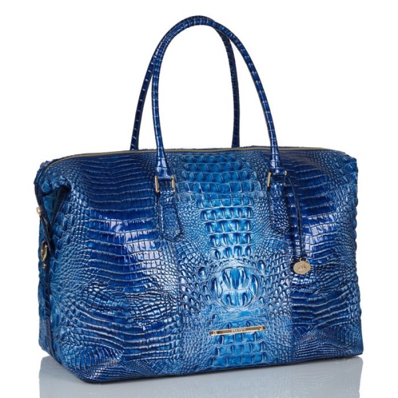 Women's Brahmin Duxbury Weekender Travel Bags Blue | IJIP8135