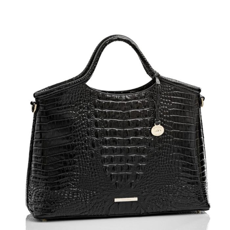 Women's Brahmin Elaine Satchel Bags Black | WRDD3068