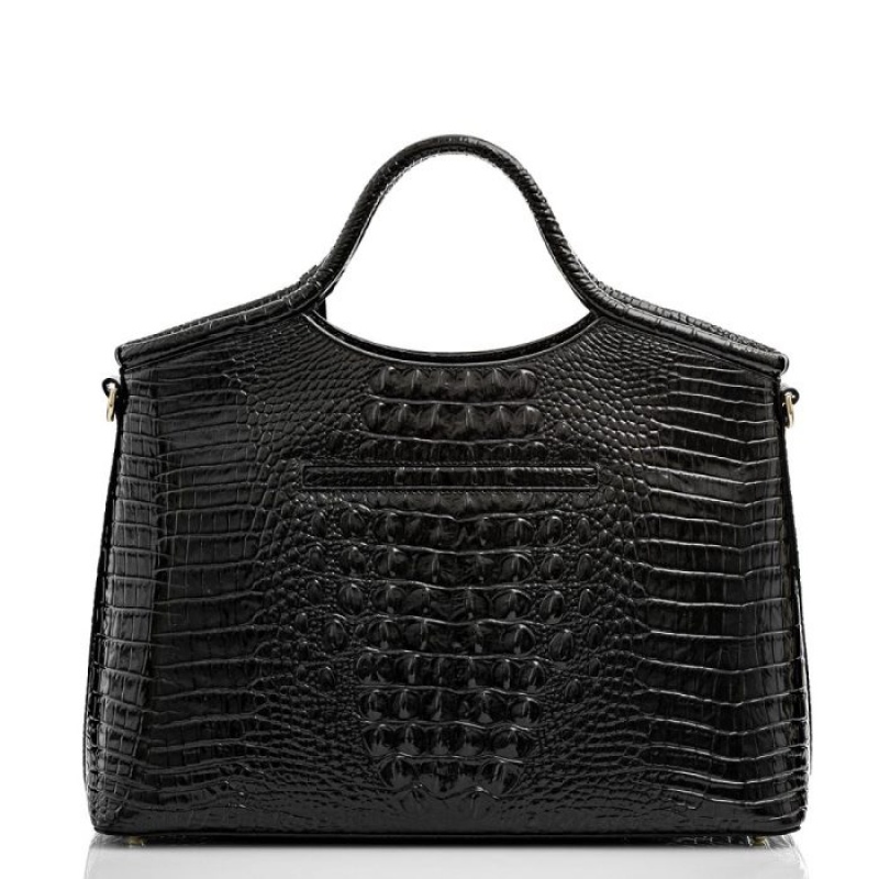 Women's Brahmin Elaine Satchel Bags Black | WRDD3068