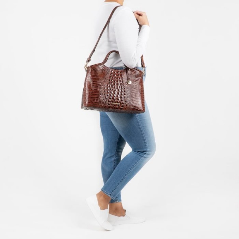 Women's Brahmin Elaine Satchel Bags Blue | MUTS8214