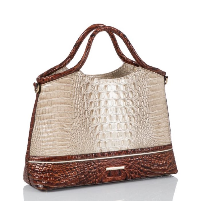 Women's Brahmin Elaine Satchel Bags Clay Caye | YBWZ2556