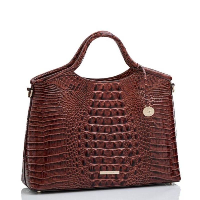 Women's Brahmin Elaine Satchel Bags Pecan Melbourne | FBNB9630