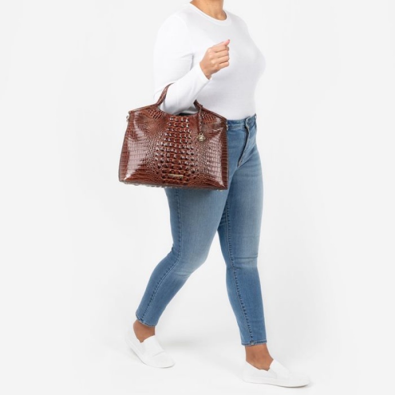 Women's Brahmin Elaine Satchel Bags Pecan Melbourne | FBNB9630