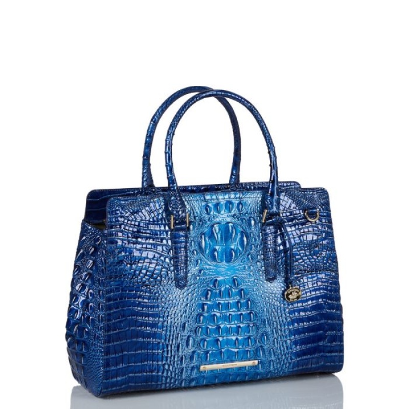 Women's Brahmin Finley Carryall Satchel Bags Blue | WEJL6239